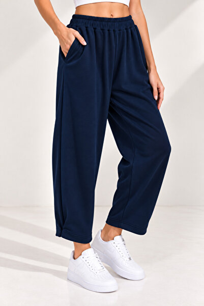 CNRCollection Kadın Lacivert Modal Kumaş Geniş Şalvar Kesim Pantolon Şıklığın...