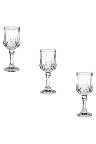 OEM Set of 3 Clear Glass Glasses with Diamond Pattern & Stem for Liquor 56.8ml