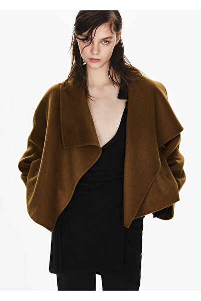 MANGO Woman Yün karışımlı ceket, yaka kapaklı
