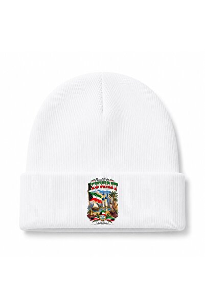 Rabona Fashion Kuwait Heritage Emblem Falcon & Skyline Graphic Beanie