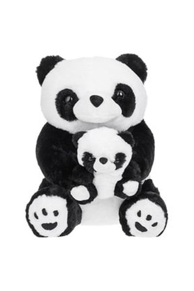 OEM Panda de Plus Asezat cu Pui 38cm
