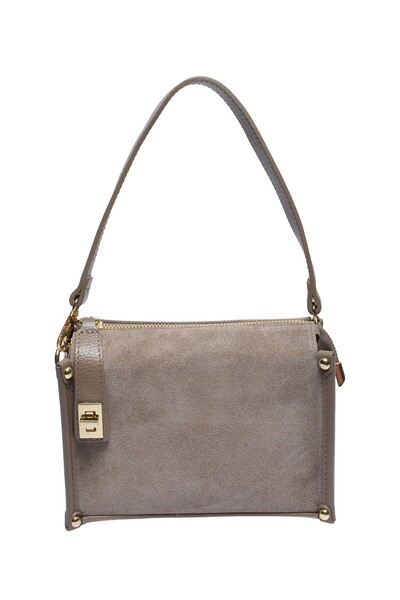 SimpleFind Anna Luchini Geanta piele -Penelope-TAUPE,Geanta de umar piele nat...