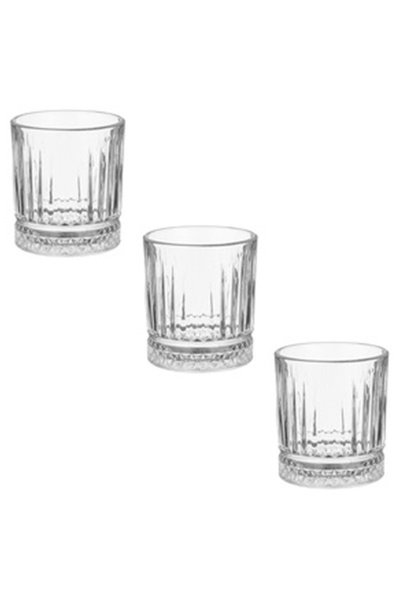 OEM Σετ 3 ποτηριών ουίσκι με ρίγες και χείλος 340ml