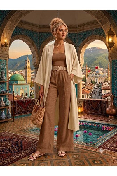 BELUNA TEKSTİL Comfortable Fit Muslin Fabric Kimono