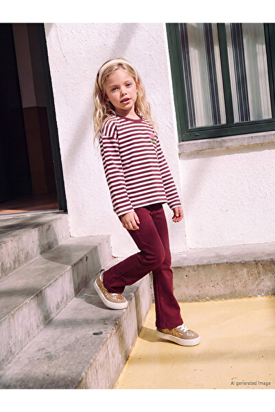 LC Waikiki Two Mt Shop Quality Lcw Kids Burgundy Plain Tight & Slim Elastic W...