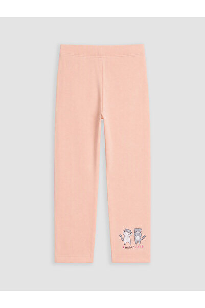 LC Waikiki Two Mt Shop Quality Pink Cat Printed Girls' Leggings