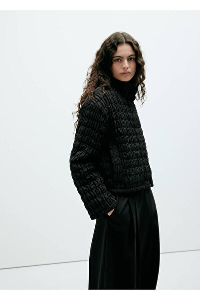 MANGO Woman Petek örgü desenli kapitone anorak