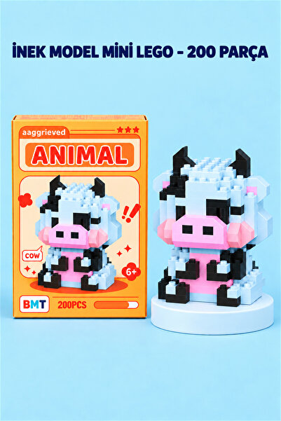 BMT TOYS İnek Model Karakter Figürü Brıcks 3D Mini Blok Yapı Oyuncağı - 200 P...