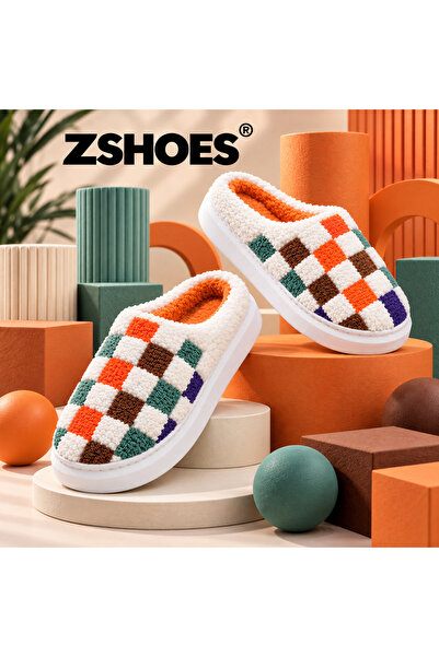 ZSHOES Patterned Plush Non-Slip Sole Lightweight Winter House Slippers (Chris...