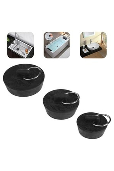 OEM Black Sink Stoppers in 3 Sizes - Washbasin - 3pcs