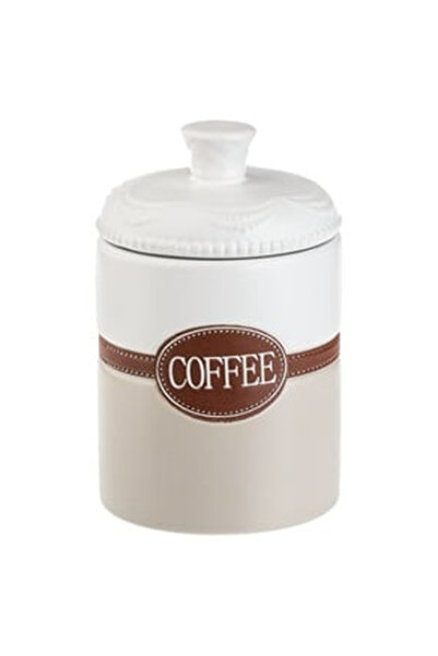 OEM Recipient Ceramic Alb Ecru Maro cu Capac Coffee 1L