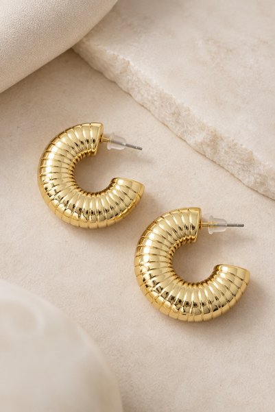 MRK Women's Lightweight Serrated Hoop Earrings