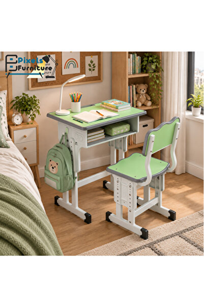 PixelsFurniture مجموعة طاولة وكرسي دراسة للطلاب من بكسل الأثاث, بارتفاع قابل ...