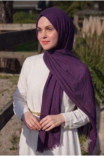 Nazellaa شال بولويست بوروموك باللون الأرجواني الداكن