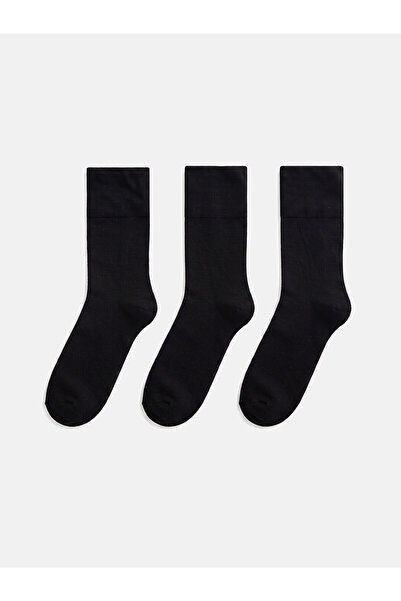 LC Waikiki Nevavm Farkıyla Lcw Accessories Black Plain 3-Pack Men's Socks