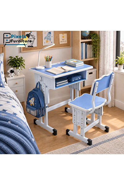 PixelsFurniture Pixel Furniture Height Adjustable Student Study Table Desk an...