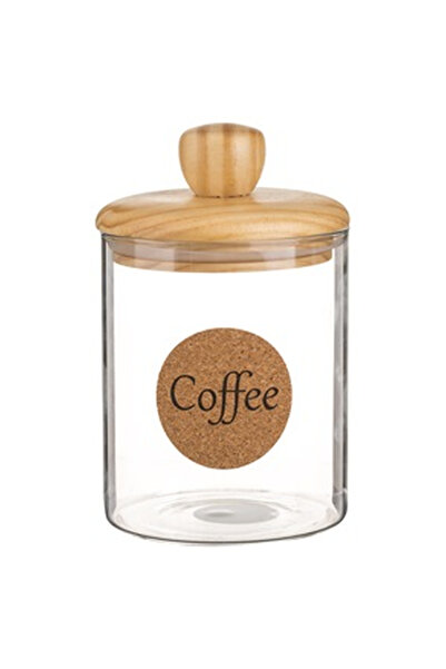 OEM Recipient din Sticla cu Capac de Lemn "Coffee"" 700ml"