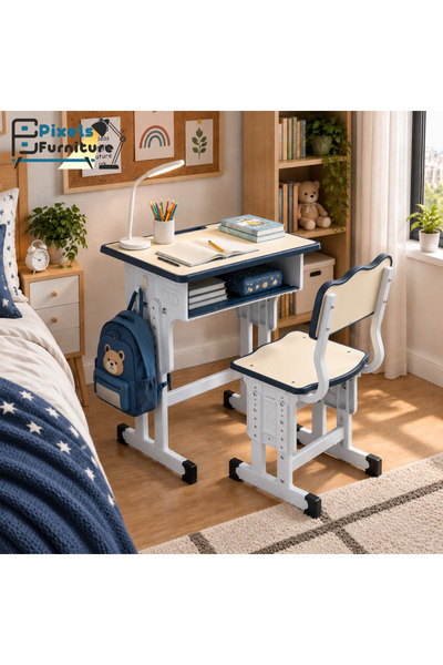 PixelsFurniture مجموعة طاولة وكرسي دراسة للطلاب من بكسل الأثاث, بارتفاع قابل ...