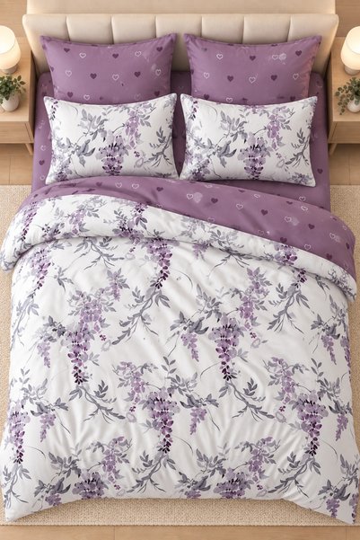 RALEX PUCIOASA Set de lenjerie de pat din microfibră economic, 6 piese, cu cearșaf cu elastic 180 x 200 + 25 cm