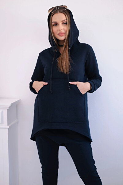 Kesi Set hanorac larg și pantaloni, albastru marin, din amestec de bumbac ela...