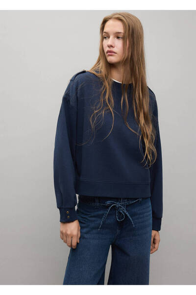 Mango Teen Pamuklu düğme detaylı sweatshirt