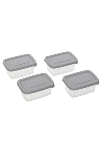 OEM Caserole din Plastic Transparent cu Capac Gri 120ml - 4buc