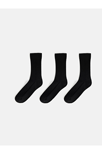 LC Waikiki Nevavm Farkıyla Lcw Accessories Black Plain 3-Pack Men's Socks