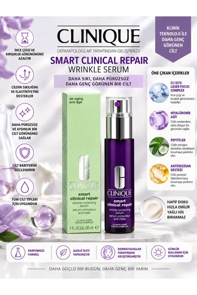 Clinique Smart Repair Serum 30 ml – Kırışıklık Görünümünü Azaltmaya ve Cildi ...