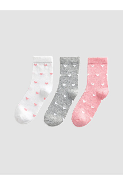 LC Waikiki Nevavm Ecru Patterned Girls' Socks with a Difference