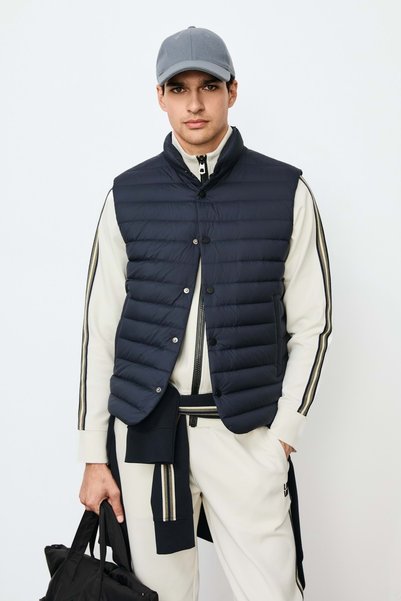 Lufian 112130031 Soon Goose Feather Men's Vest Dark Blue
