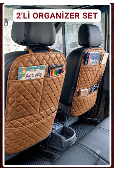 ESR Taba renk vip premium suni deri araba koltuk arkası eşya düzenleyici orga...