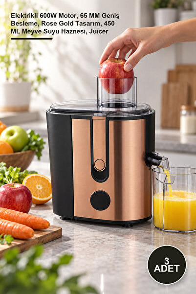 Yenilig 3-in-1 Solid Fruit Juicer – Electric 600W Motor, 65 mm Wide Feed Chut...
