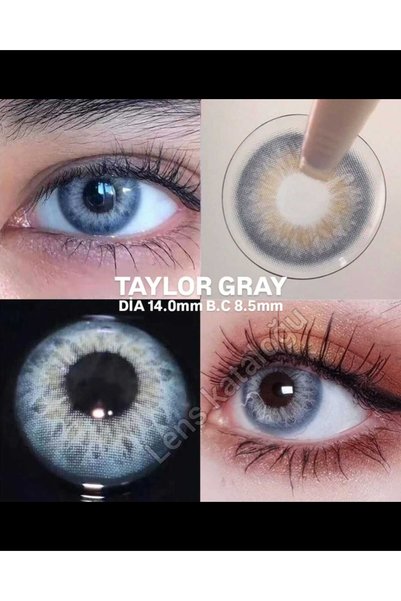 Eyeshop GÖZ LENSİ TAYLOR GRAY KOYU GIRİMAVİ TONDA Hareli Damarlı Geniş pupill...