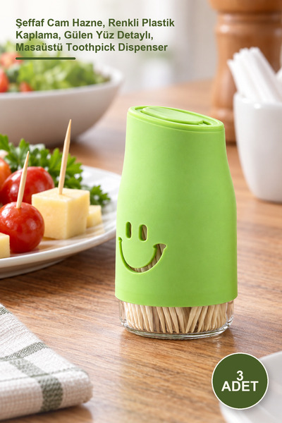 Yenilig 3 Pieces Salt Dispenser Model Toothpick Holder – Transparent Glass Co...