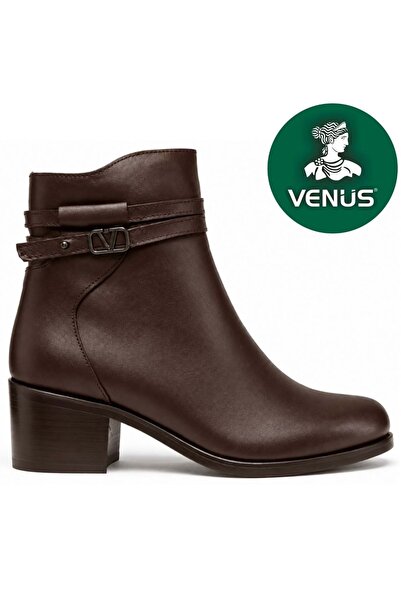 Venüs Termera Hakiki Deri Ortopedik Topuklu Kadın Bot KAHVERENGİ