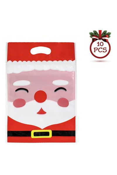 OEM Red Bags with Santa Claus Pattern & Zip 15x23cm - 10pcs