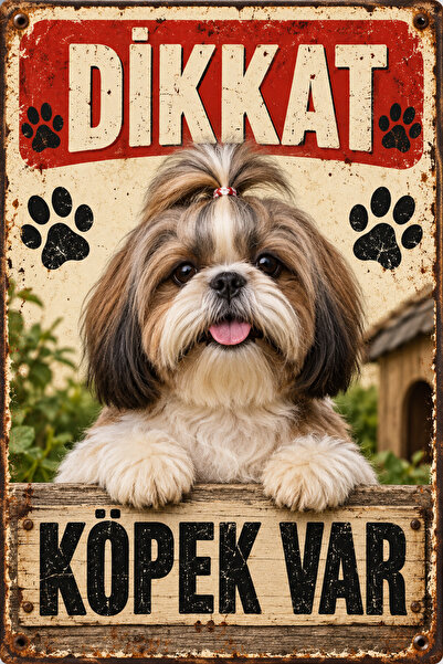 Lucena Shih Tzu Caution Dog Present Metal Sign – Retro Decorative Dog Warning...