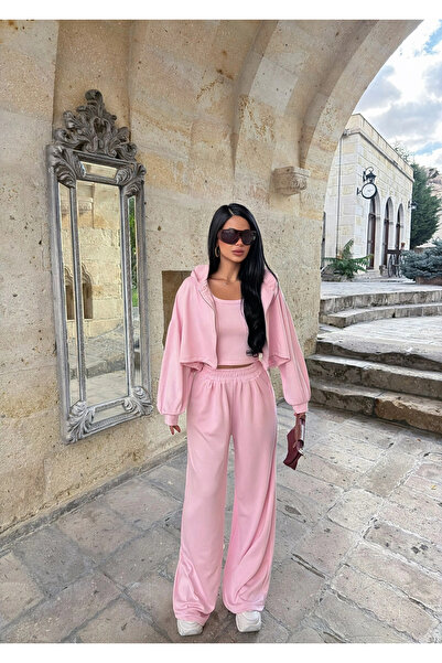kırmızı butiks Pembe Mood Üçlü Eşofman Takım