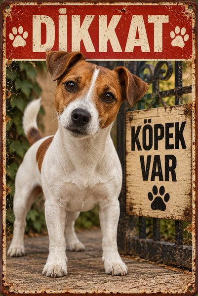 Lucena Jack Russell Terrier Caution Dog Present Metal Sign Retro Decorative W...