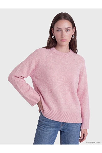 LC Waikiki Lcw Modest Pink Oval Neck Women's Knitwear Sweater with Nevavm Dif...