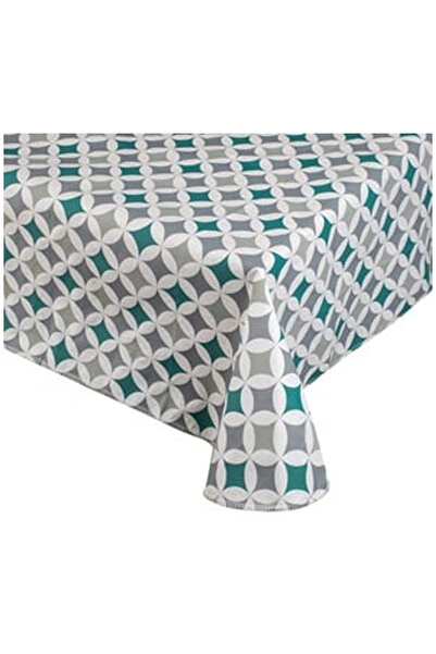 OEM Fata de Masa Plastifiata Gri Turcoaz Romburi Cercuri 180x140cm