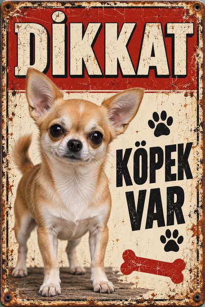 Lucena Chihuahua Caution Dog Present Metal Sign Retro Decorative Warning Sign...