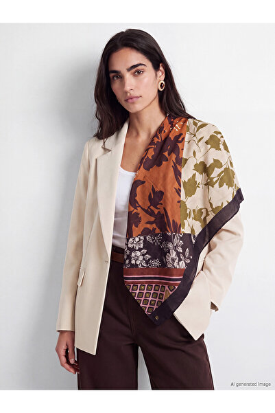 LC Waikiki Lcw Accessories Brown Voile Floral Women's Shawl with Nevavm Diffe...