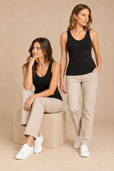 QKK Women's Modal Camisole V-Neck Padded Undershirt 2-Pack
