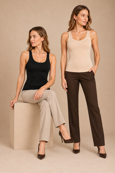 QKK Women's Cotton Thick Strap Undershirt 2-Pack