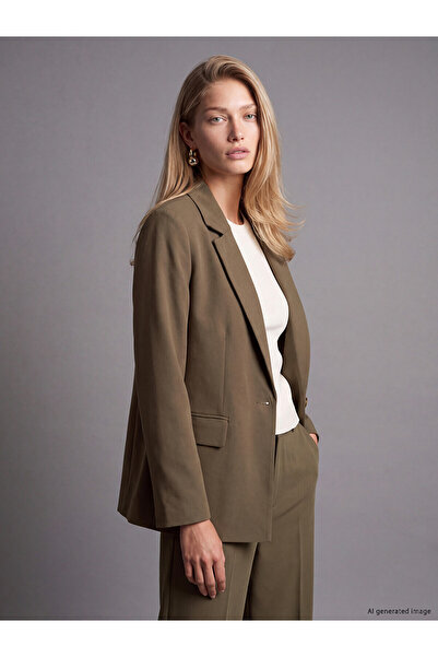 LC Waikiki Nevavm Farkıyla Lcw Vision Khaki Crepe Plain Standard & Regular Wo...