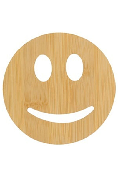OEM Natural Color Wooden Drink Holder with Emoji Pattern Ø10cm