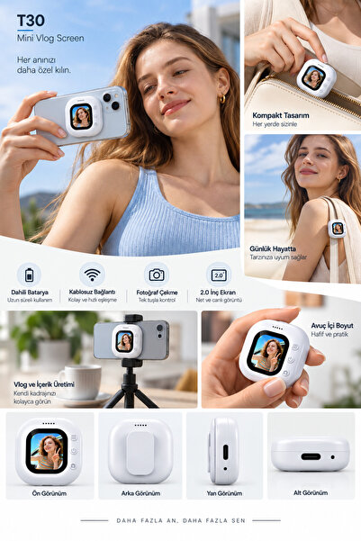 Lisinya Pratik Kullanım Kablosuz Mini Selfie Ekranı -