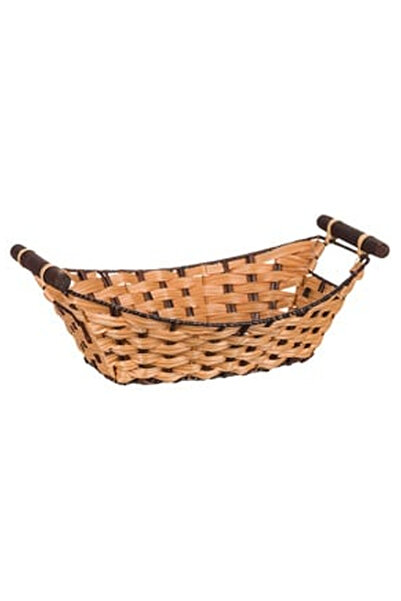 OEM Decorative Plastic Basket with Brown Wooden Handles 38x25x13cm