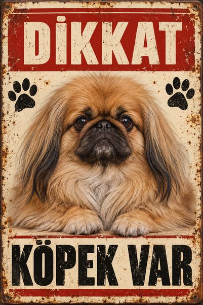 Lucena Pekingese Caution Dog Present Metal Sign – Retro Pekingese Dog Warning...